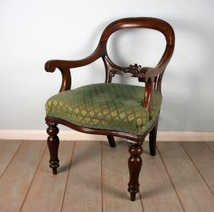 	19th Century Mahogany Balloon Back Desk Chair